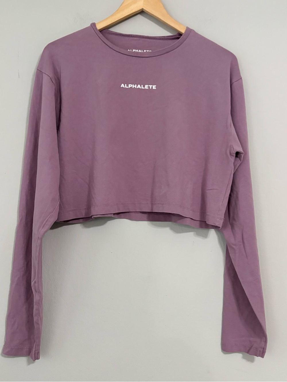 Alphalete Mauve Pink Cropped Athletic Long Sleeve Shirt